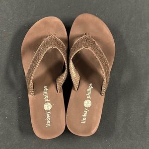 Size 5 Lindsay Phillips Brown Flip Flops